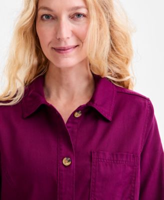 Women's Button-Front Long-Sleeve Cargo Jacket, Macy's Exclusive 