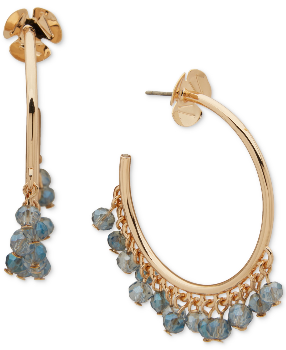 Lonna & Lilly Beaded Hoop Earrings In Blue