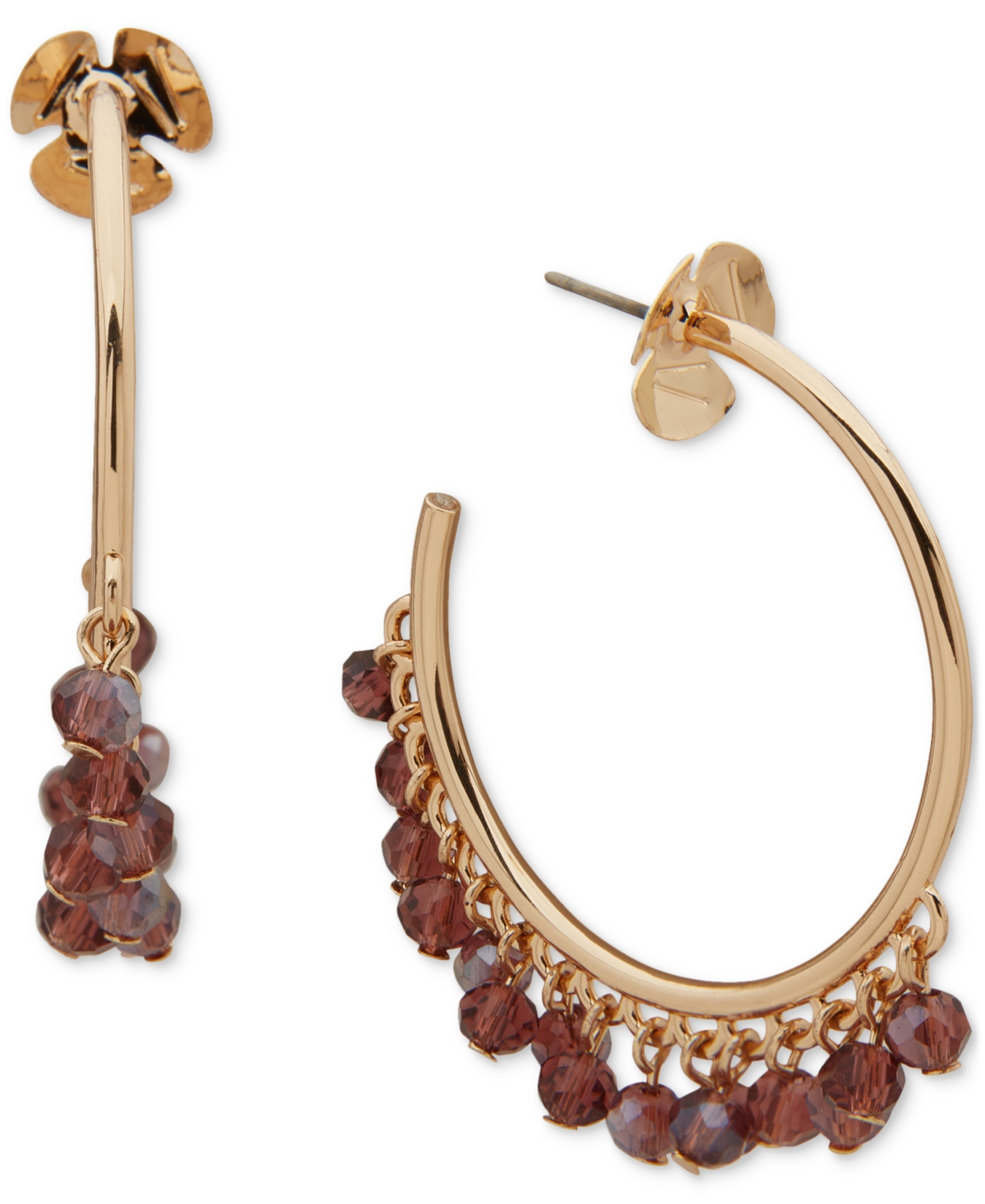 Lonna & Lilly Beaded Hoop Earrings In Burgundy