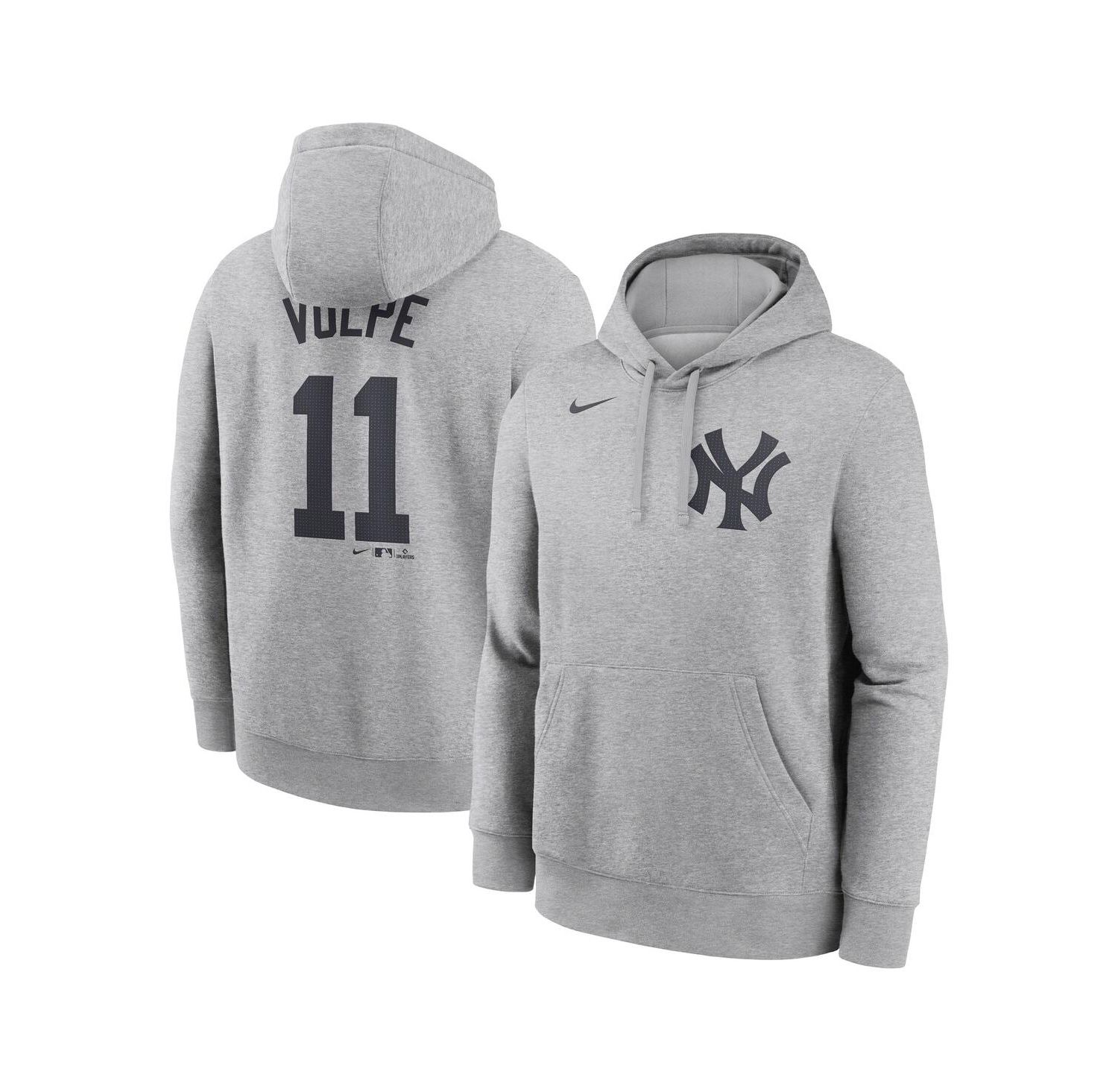 Men's Anthony Volpe Heather Gray New York Yankees Player Name & Number Club Fleece Pullover Hoodie