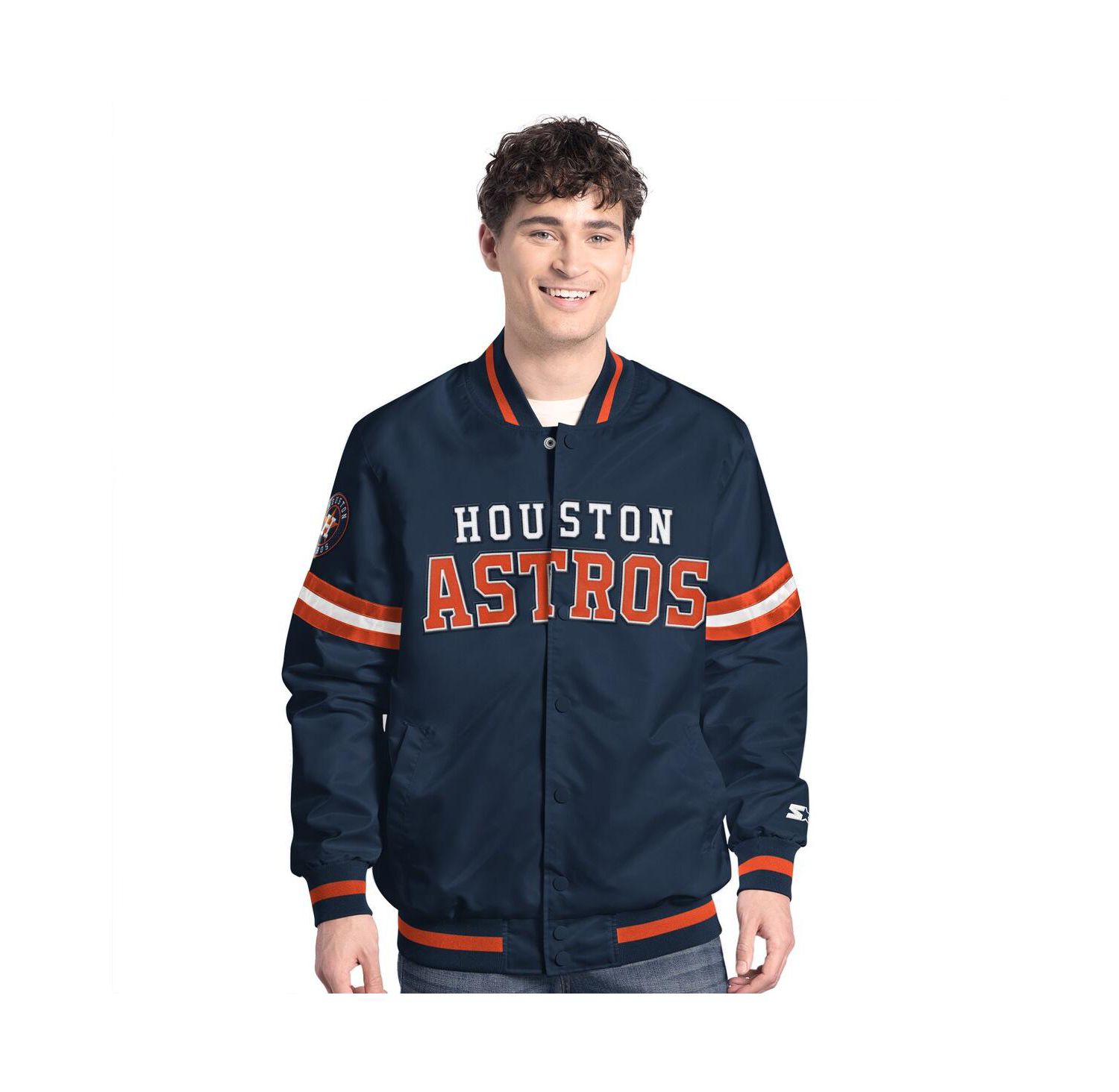 Men's Navy Houston Astros Scout Full-Snap Varsity Jacket