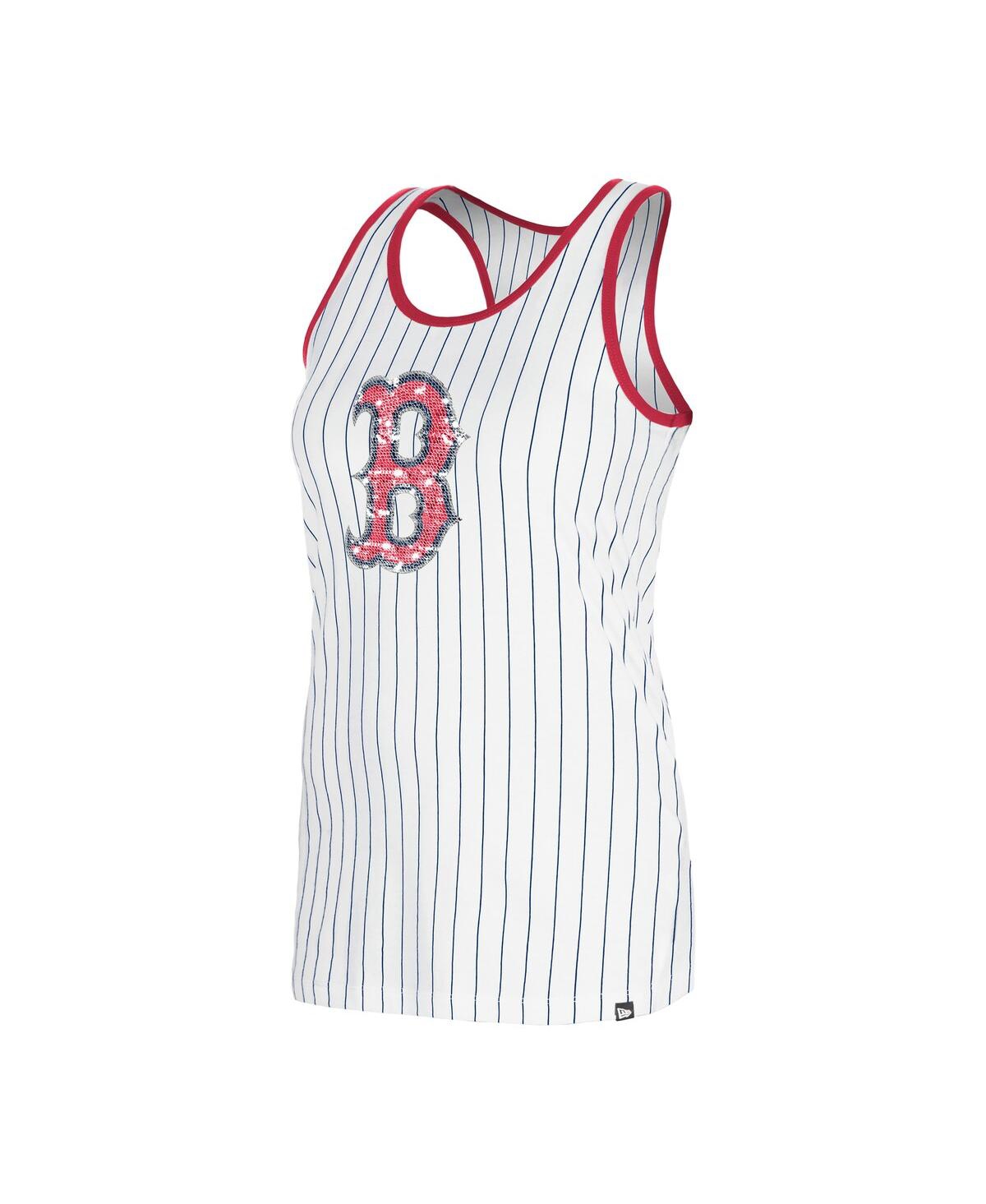 New Era Women's White Boston Red Sox Gameday Pinstripe Tank Top In White