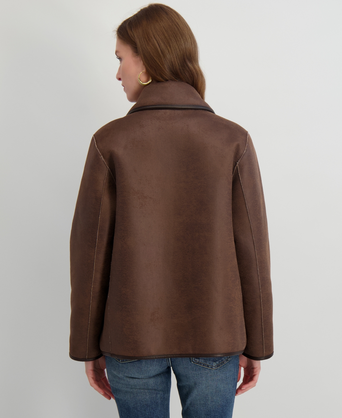 Tahari Kai Reversible Faux Shearling Jacket In Neutral