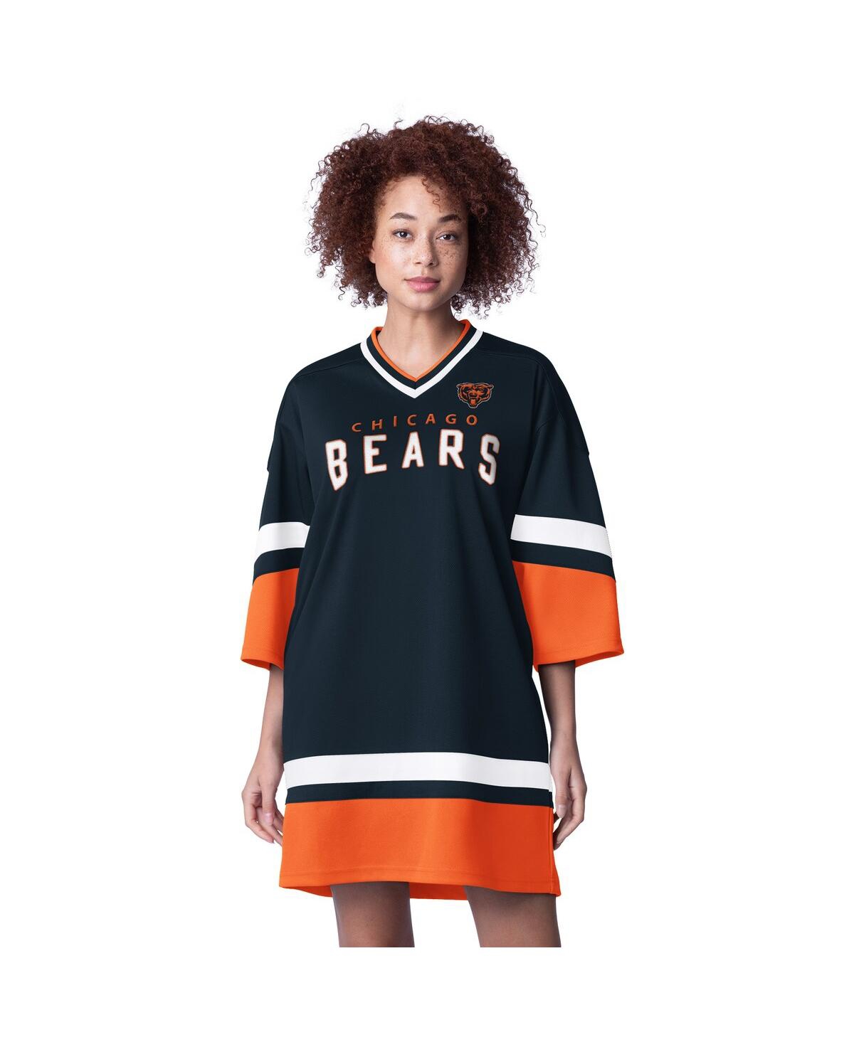 Women's Navy Chicago Bears Slap Shot 3/4 Sleeve Sneaker Dress - Navy
