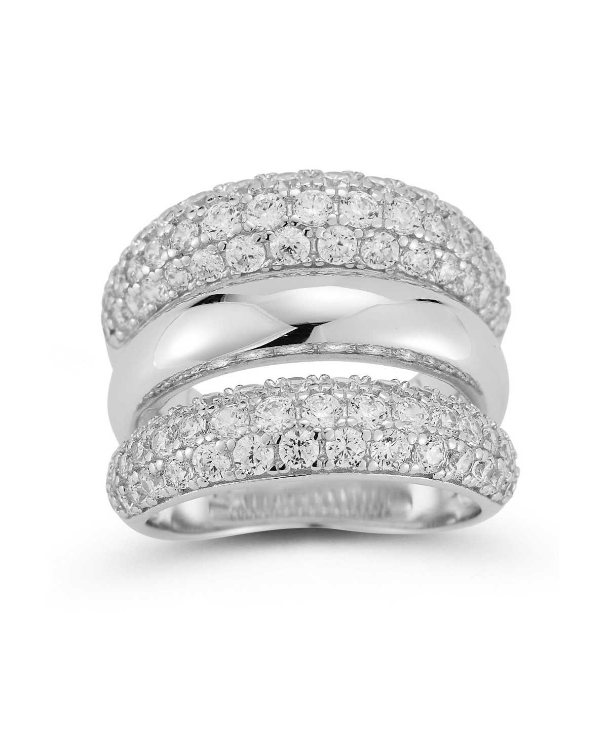 Sterling Silver Statement Triple Dome Ring - Silver