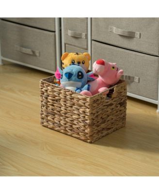 Natural Decorative Woven Water Hyacinth Storage Basket for The Playroom, Bedroom, and Living Room