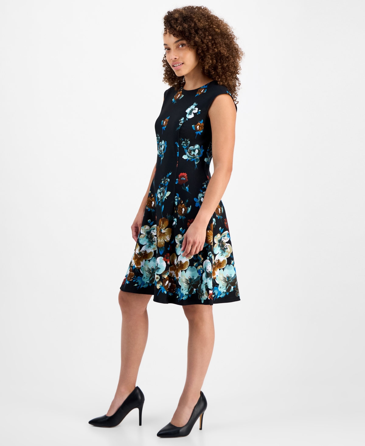 Connected Petite Floral Sleeveless Sheath Dress In Multi