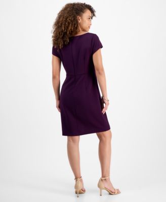 Petite Square-Neck Short-Sleeve Dress