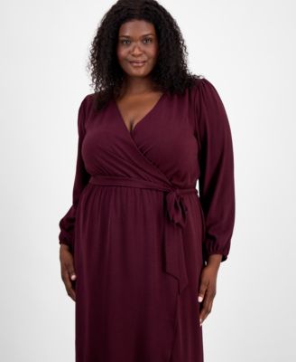Plus Size Tie-Front Wrap Maxi Dress