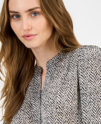 Petite Abstract Herringbone-Print Top