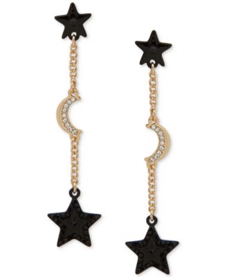 KARL LAGERFELD PARIS - Pav&eacute; Star & Moon Linear Drop Earrings