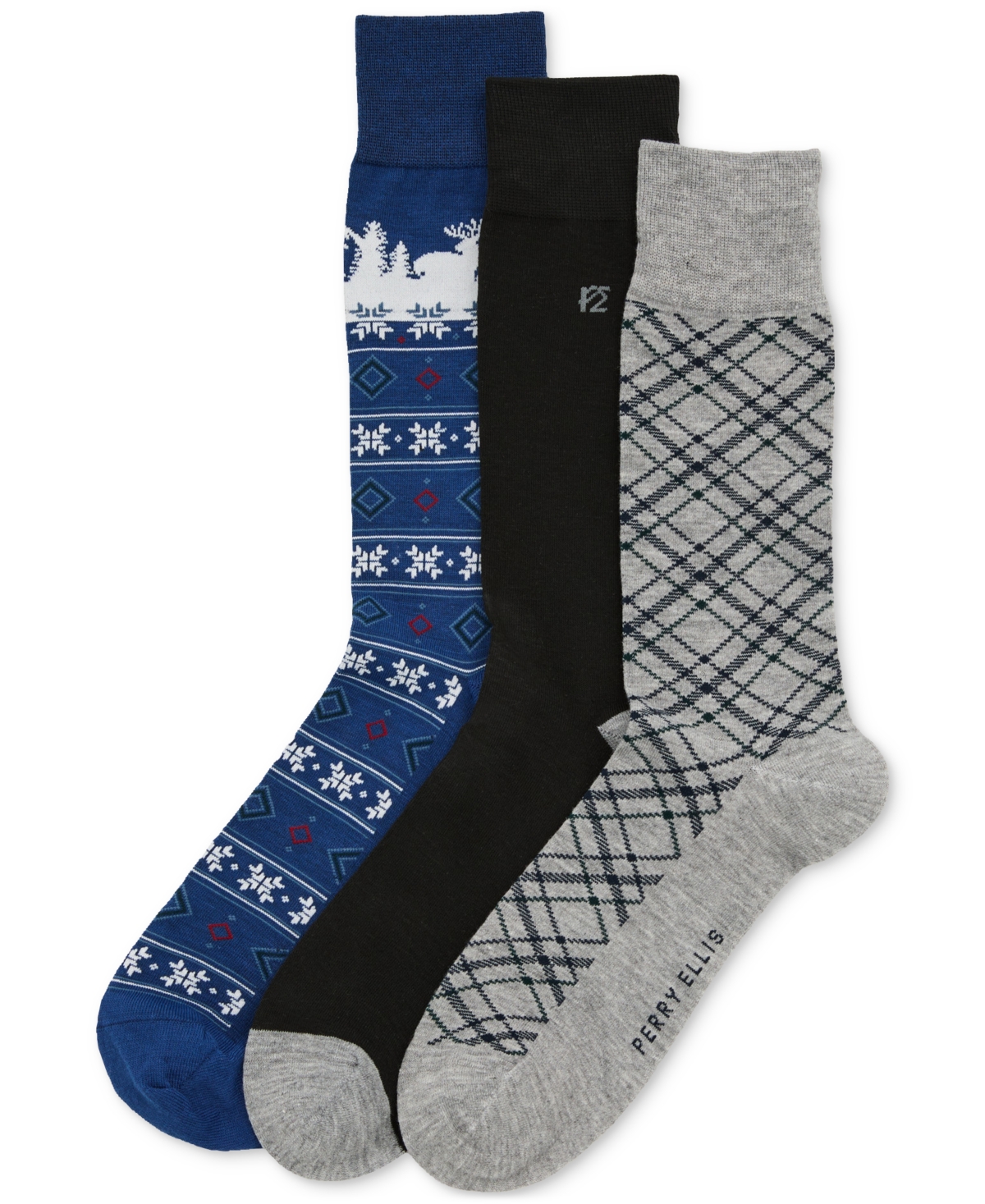 Perry Ellis Portfolio Men's 3pk. Mixed Patterned Socks In Multi