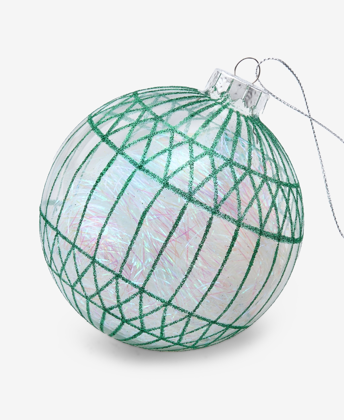 Holiday Lane Enchanted Emerald Green And Clear Glass Ball Ornament, Macy's Exclusive In Transparent