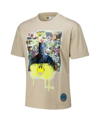 Men's Tan Batman Comics Spray Paint Loose Fit T-Shirt