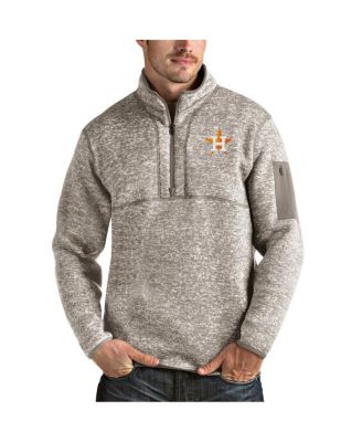 Antigua - Men's Oatmeal Houston Astros Fortune Quarter-Zip Pullover Jacket