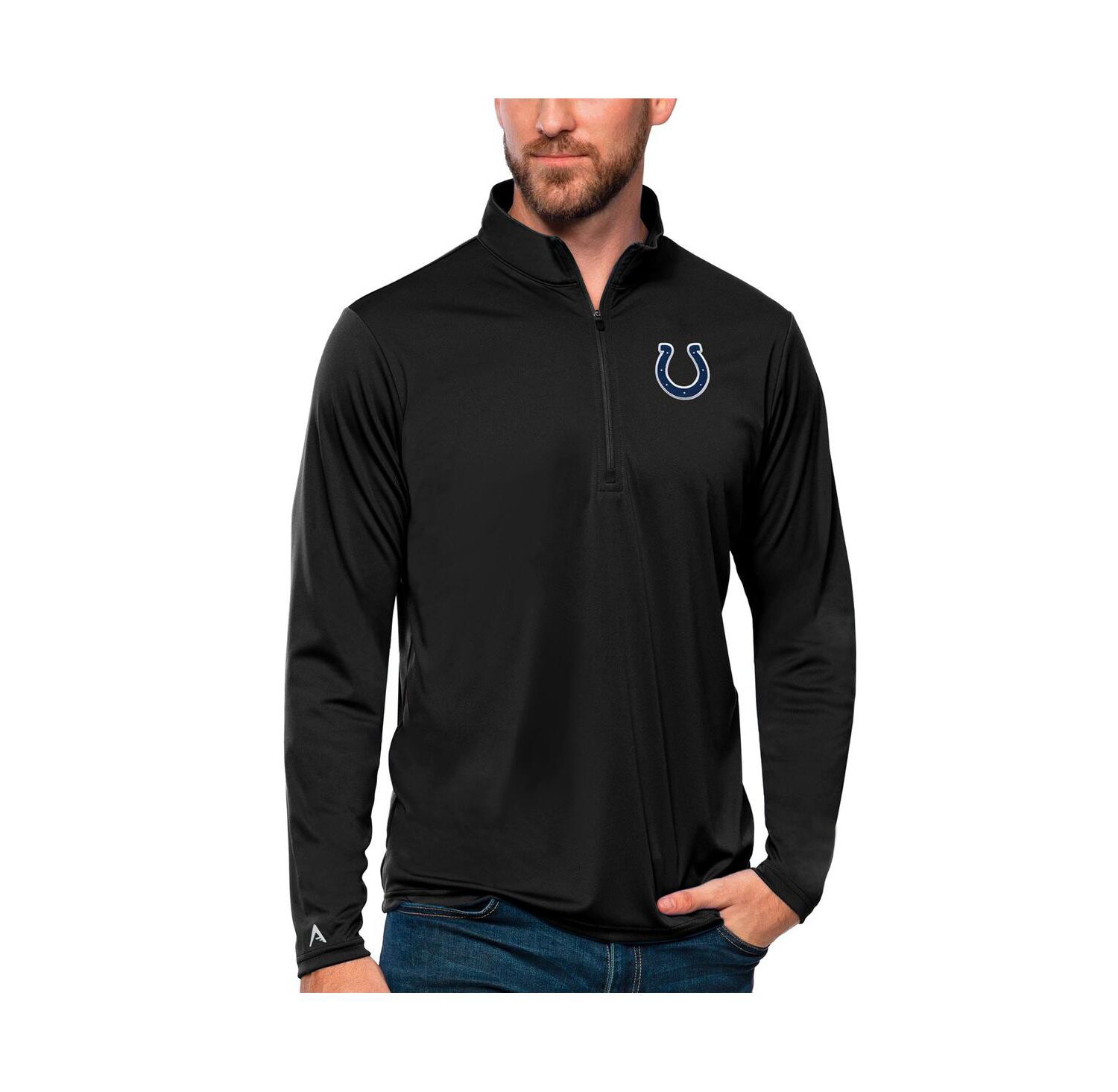 Men's Black Indianapolis Colts Tribute Quarter-Zip Lightweight Pullover Sweatshirt