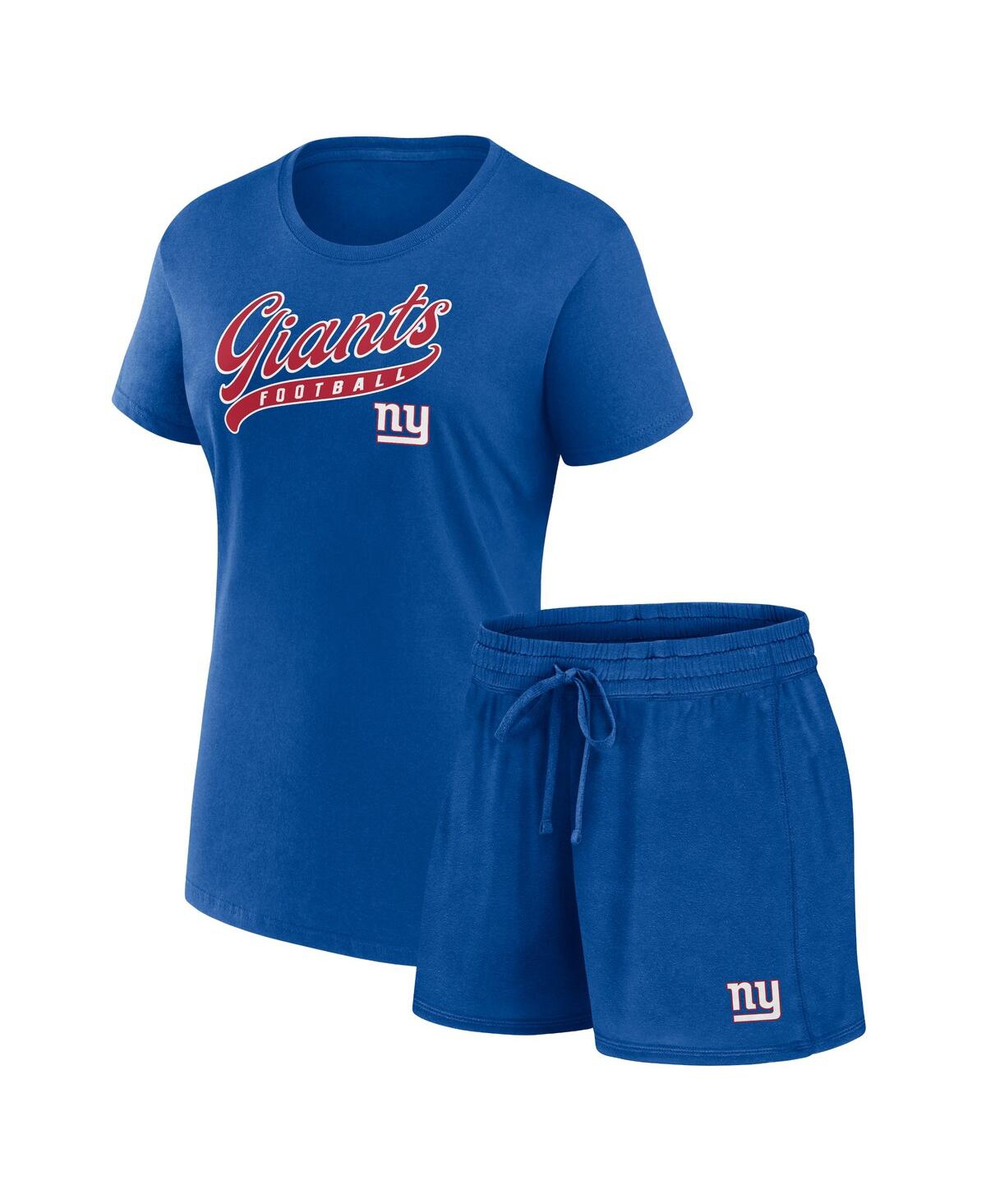 Women's Royal New York Giants Start to Finish T-Shirt and Shorts Combo Pack - Royal