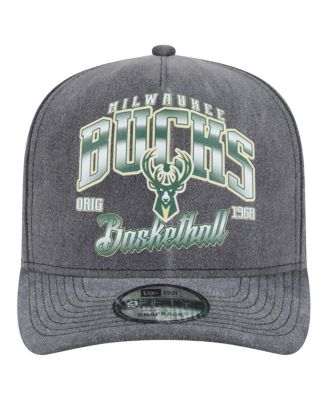 Men's Charcoal Milwaukee Bucks Throwback Washed Pre-Curved 9FIFTY Snapback Hat