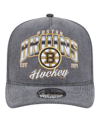 Men's Charcoal Boston Bruins Throwback Washed A-Frame Pre-Curved 9FIFTY Snapback Hat