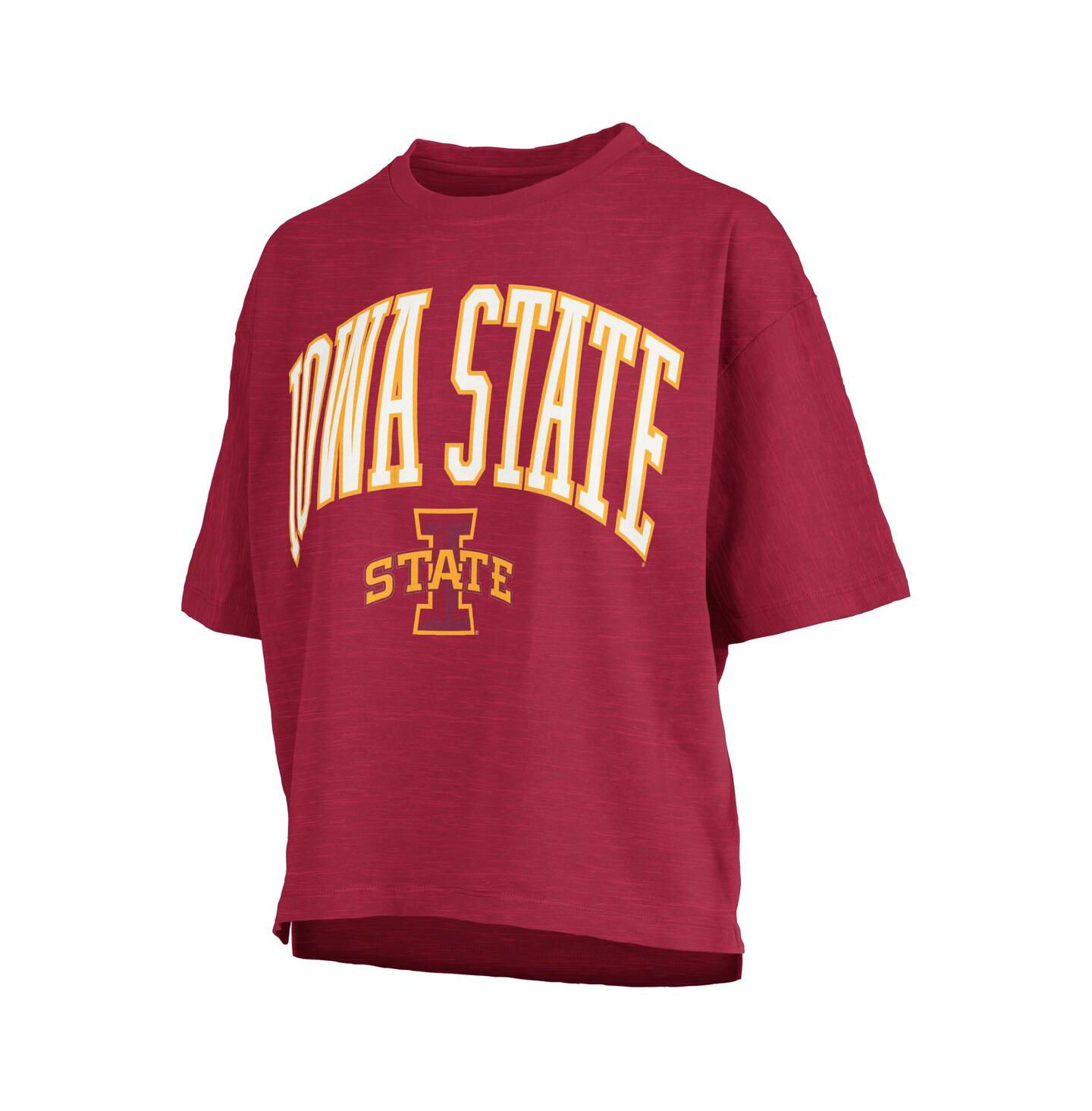 Женская футболка Pressbox Cardinal Iowa State Cyclones Nelson Arch Over Logo Waist Length Oversized Slub — фото 2