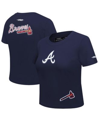 Pro Standard - Women's Navy Atlanta Braves Game Day Classics Baby Doll Cropped T-Shirt