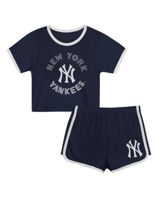 Outerstuff - Preschool Girls 2-Piece Navy New York Yankees Double Run T-Shirt and Shorts Set