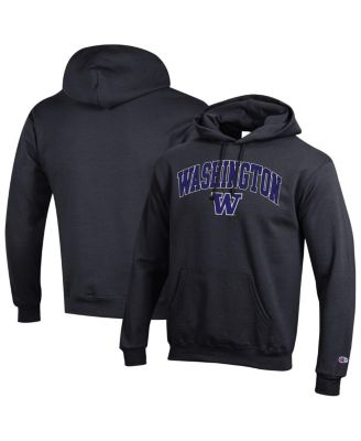 Champion - Men's&nbsp;Black Washington Huskies Arch Over Logo Pullover Hoodie