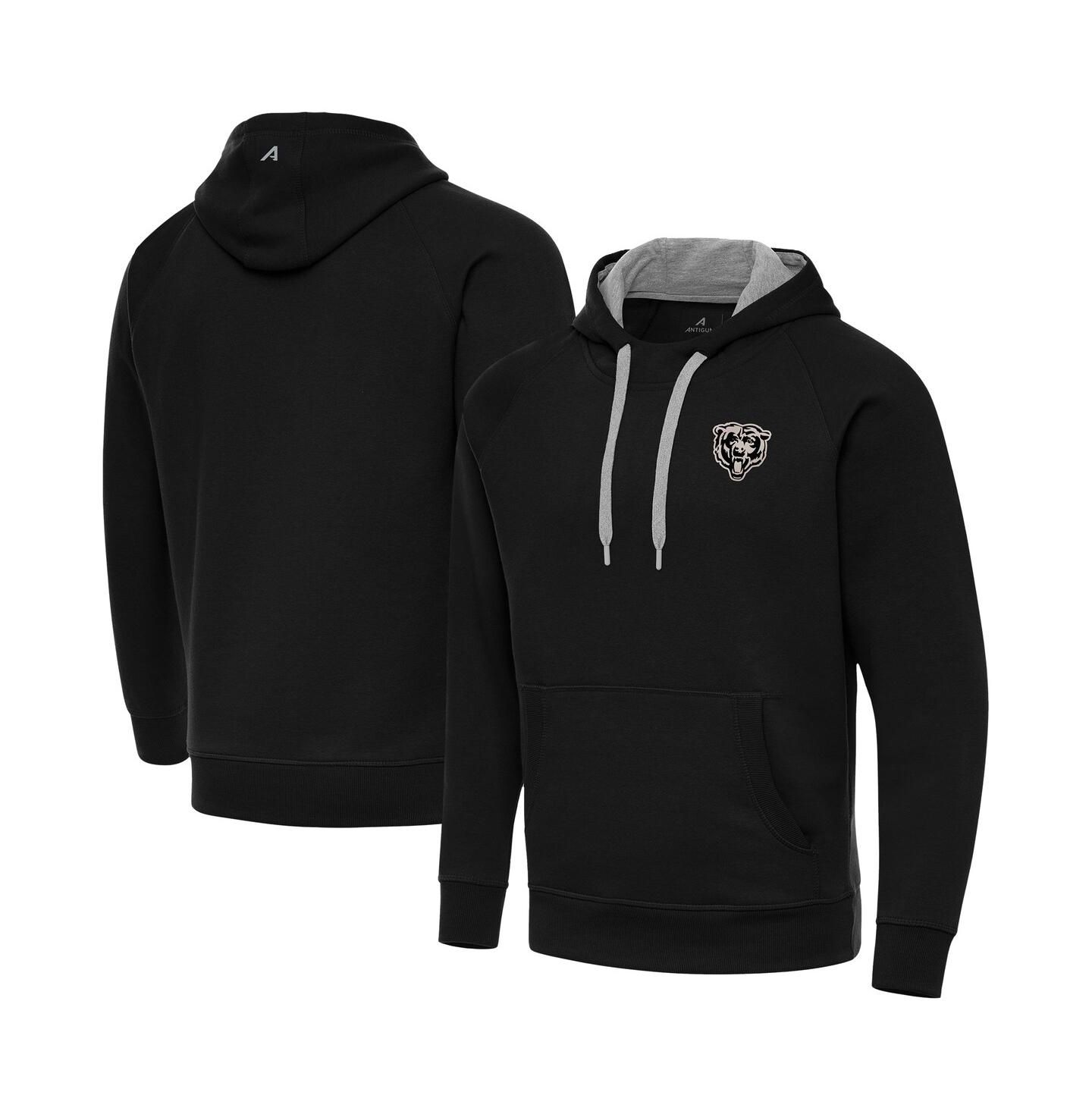 Мужское худи Antigua Black Chicago Bears Brushed Carbon Victory Pullover — фото 1