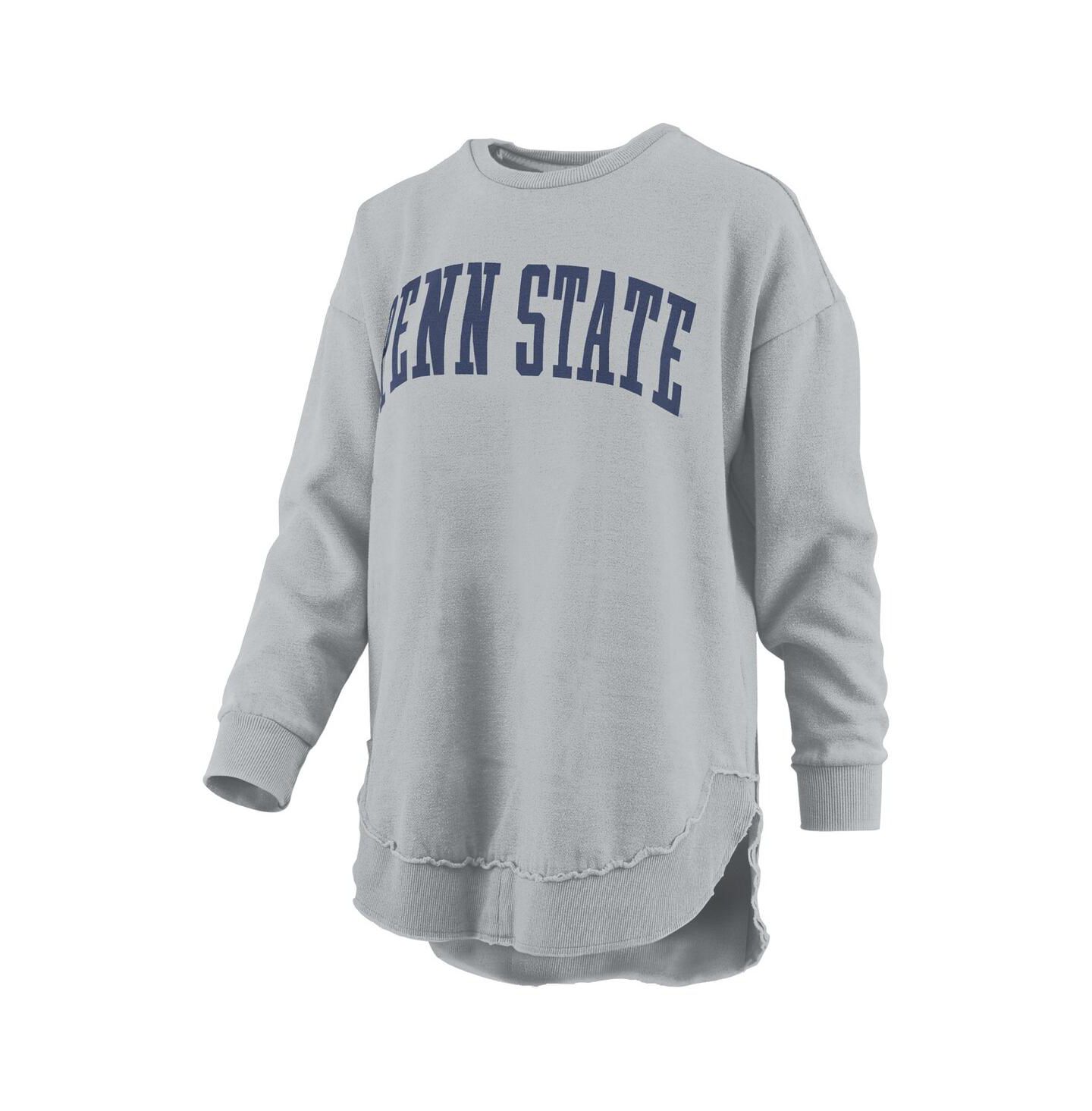 Женский свитшот Pressbox Gray Penn State Nittany Lions Mélange Poncho Vintage Fleece Long Sleeve Pullover — фото 2