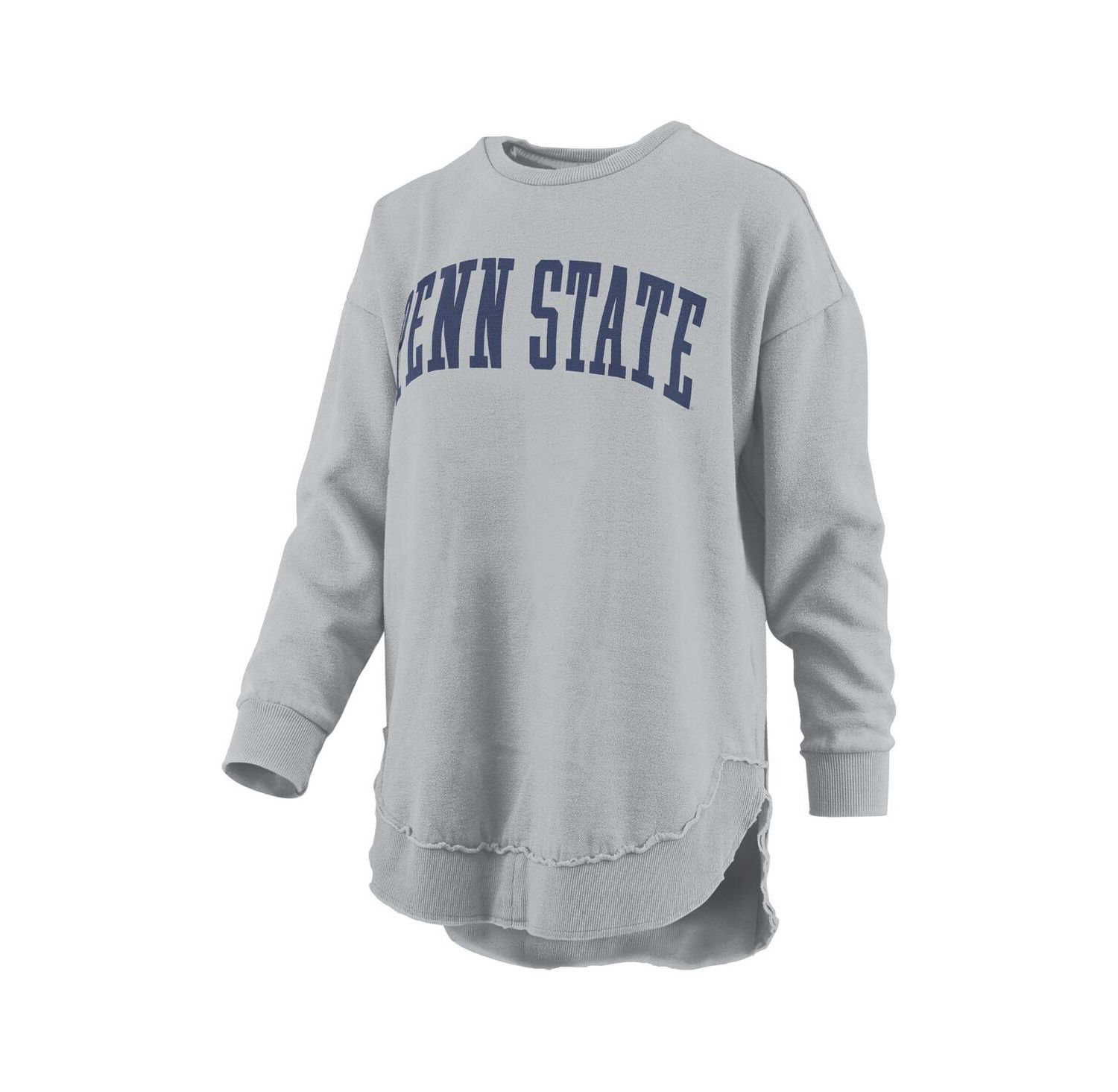 Women's Gray Penn State Nittany Lions M&eacute;lange Poncho Vintage Fleece Long Sleeve Pullover Sweatshirt
