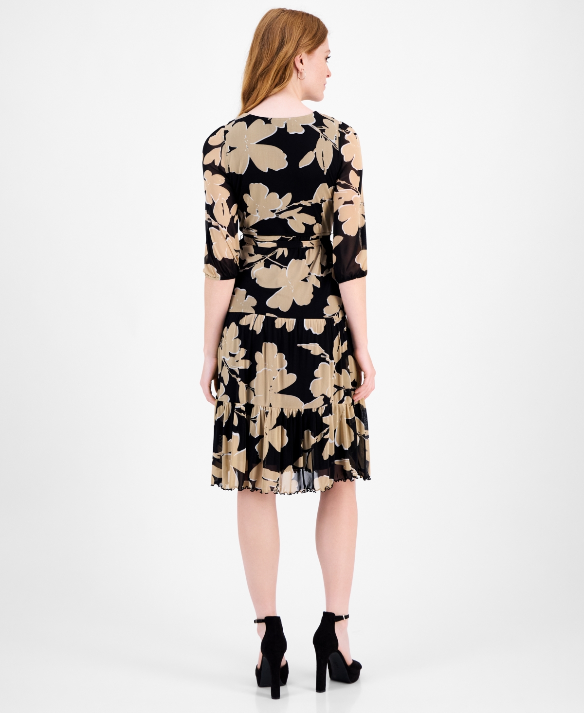 Sandra Darren Petite Printed Tiered-hem Midi Dress In Animal Print