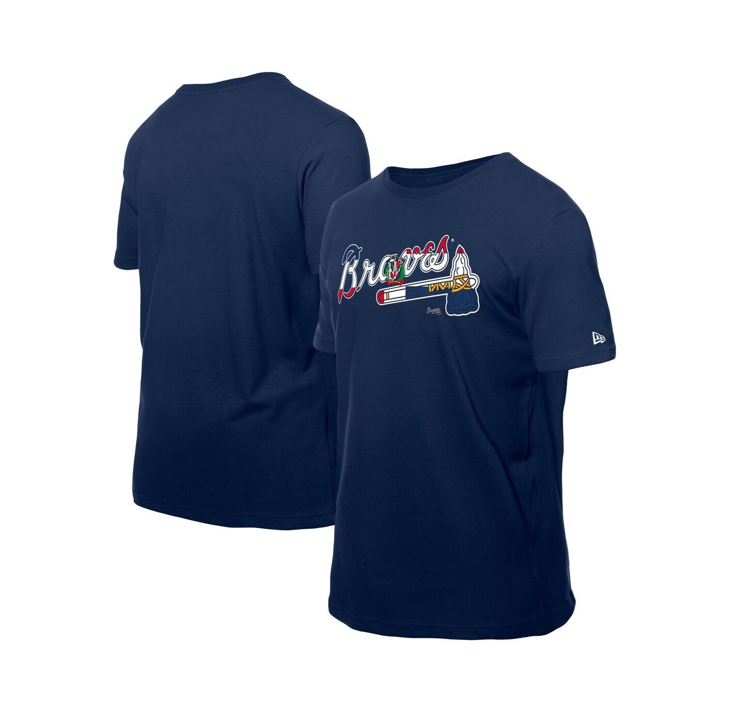 Men's Navy Atlanta Braves Dominican Republic Flag Logo T-Shirt