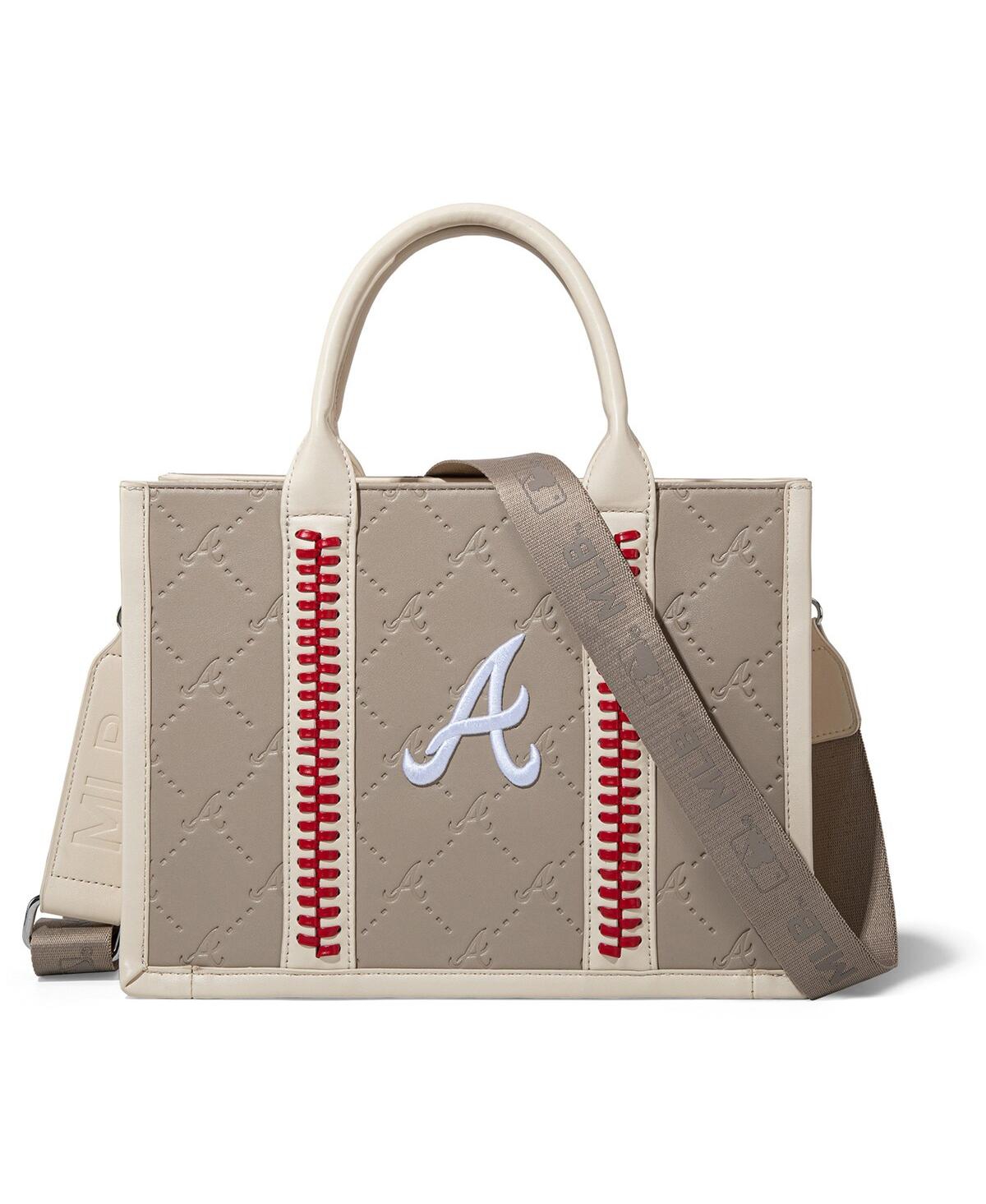 Atlanta Braves Whipstitch Crossbody Tote Handbag - Tan