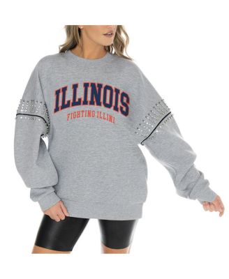 Gameday Couture - Women's Heather Gray Illinois Fighting Illini Competitive Edge Oversized Fleece Pullover Sweatshirt