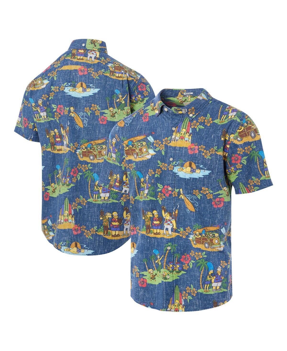 Men's Navy The Simpsons Hawaiian Vacation Tailored Button-Down Shirt - Navy