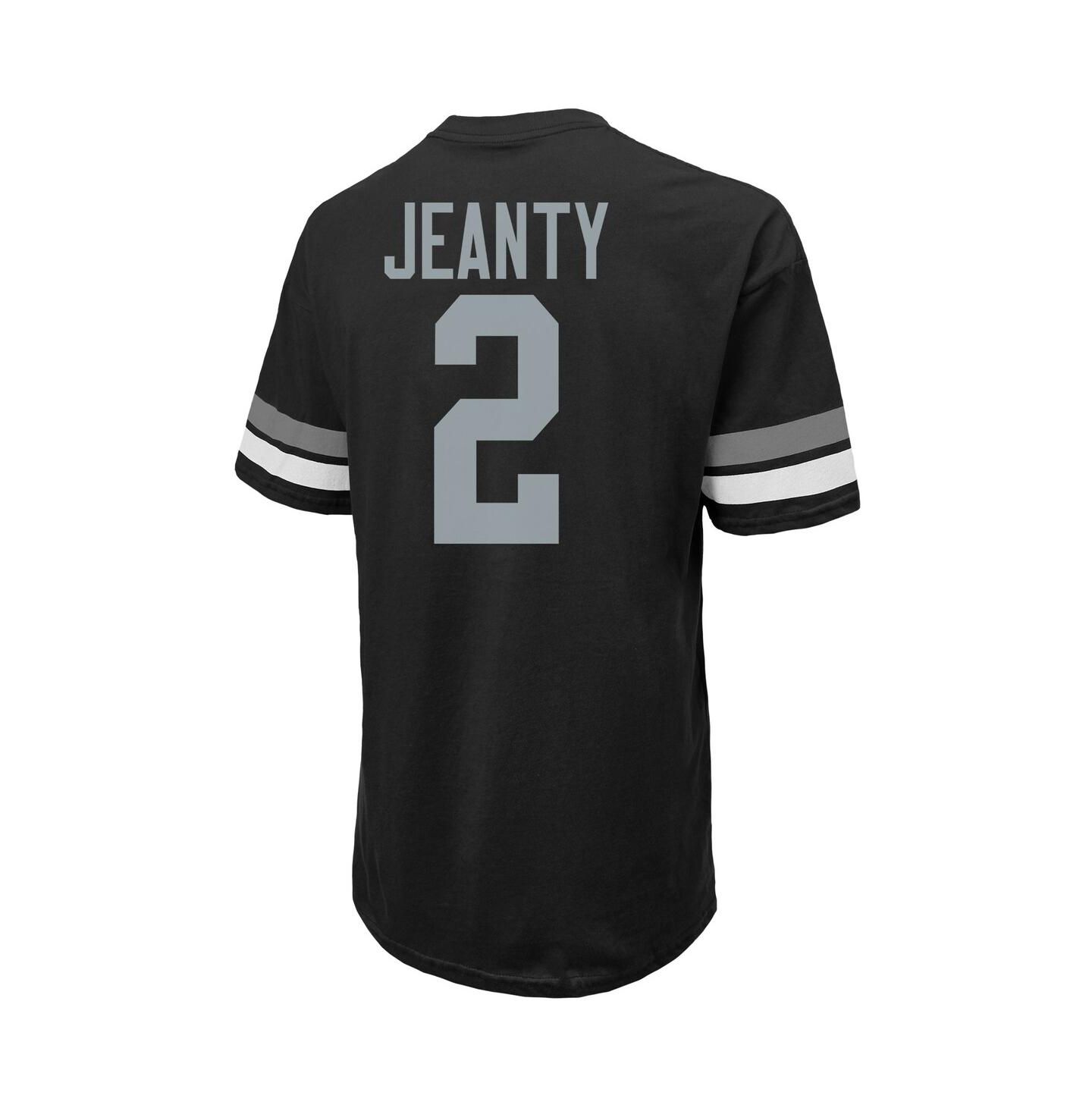 Мужская футболка Majestic Ashton Jeanty Black Las Vegas Raiders 2025 NFL Draft First Round Pick Oversized — фото 3