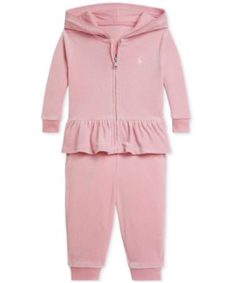 Polo Ralph Lauren - Baby Girls Velour Hoodie & Jogger Pant Set