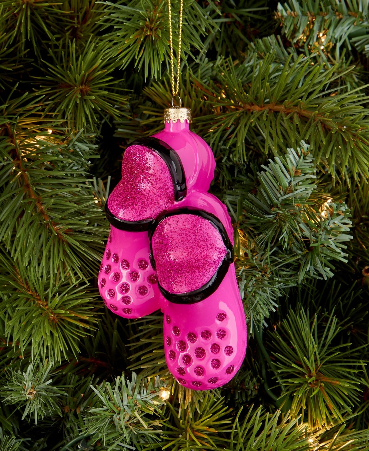 Holiday Lane Eclectic Charm Glass Slip-on Shoes Ornament, Macy's Exclusive In Transparent