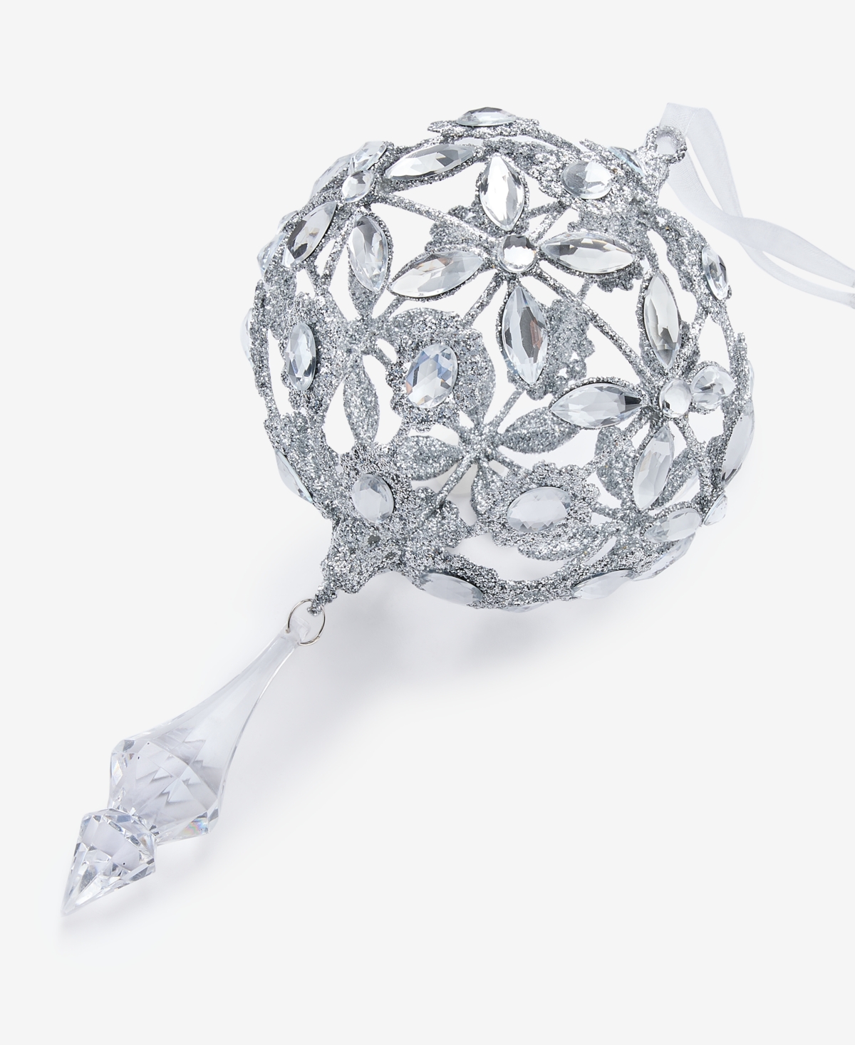 Holiday Lane Jeweled Classics Embellished Ball Ornament, Macy's Exclusive In Transparent