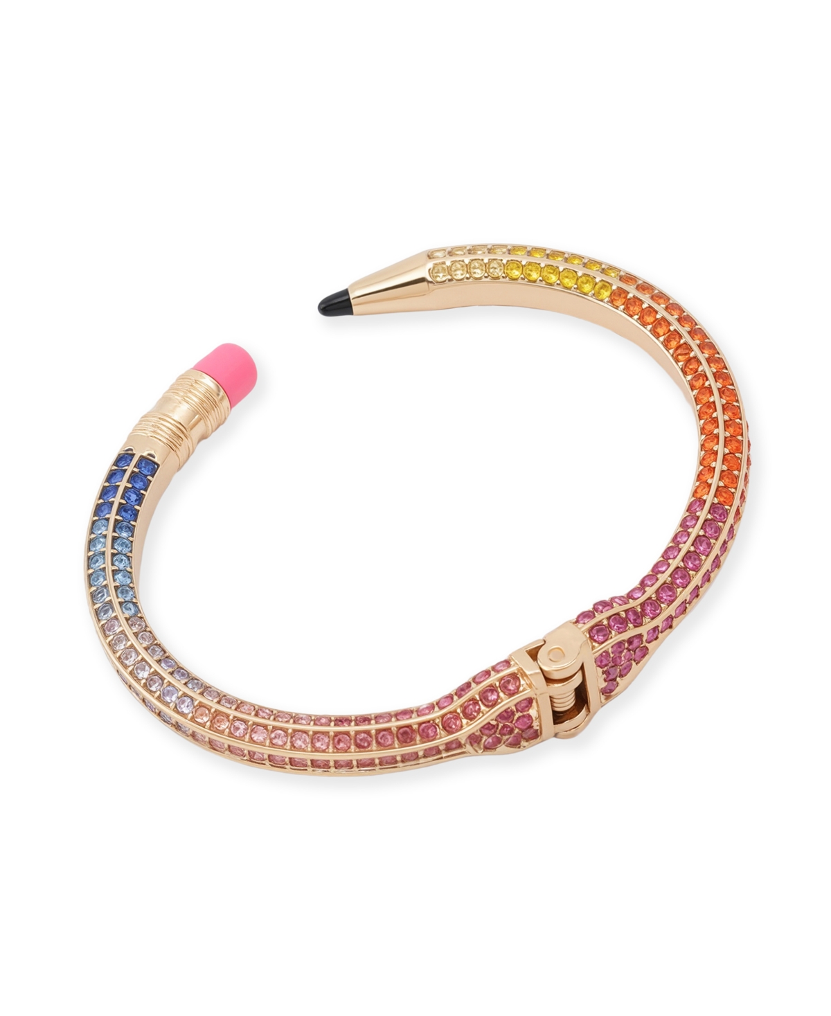 Faux Stone Straight Pave Pencil Cuff Bracelet - Pastel Multi, Rhodium