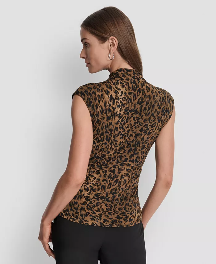 Women's Printed Mock-Neck Cap-Sleeve Top - thumbnail 2