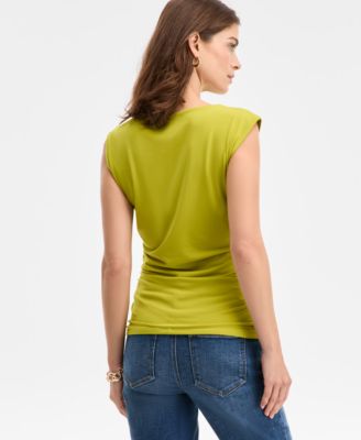 Women's Short-Sleeve Ruched Boatneck Top, Macy's Exclusive