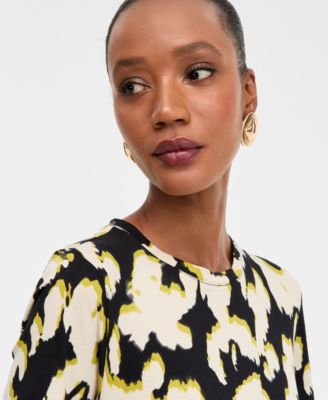 Women's Cotton Printed Ruched-Waist T-Shirt, Macy's Exclusive 