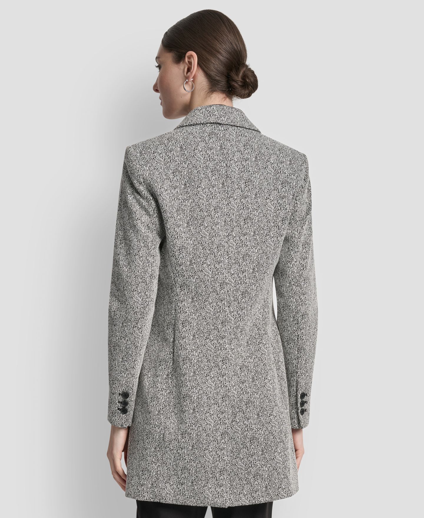 Женский пиджак DKNY Notch-Lapel Single-Button Long-Sleeve Blazer, цвет: Чёрный / Белый — фото 5