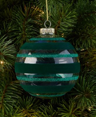 Enchanted Emerald Glass Striped Ball Ornament, Macy's Exclusive
