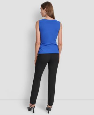 Women's Sleeveless Side-Slit Ruched Top 