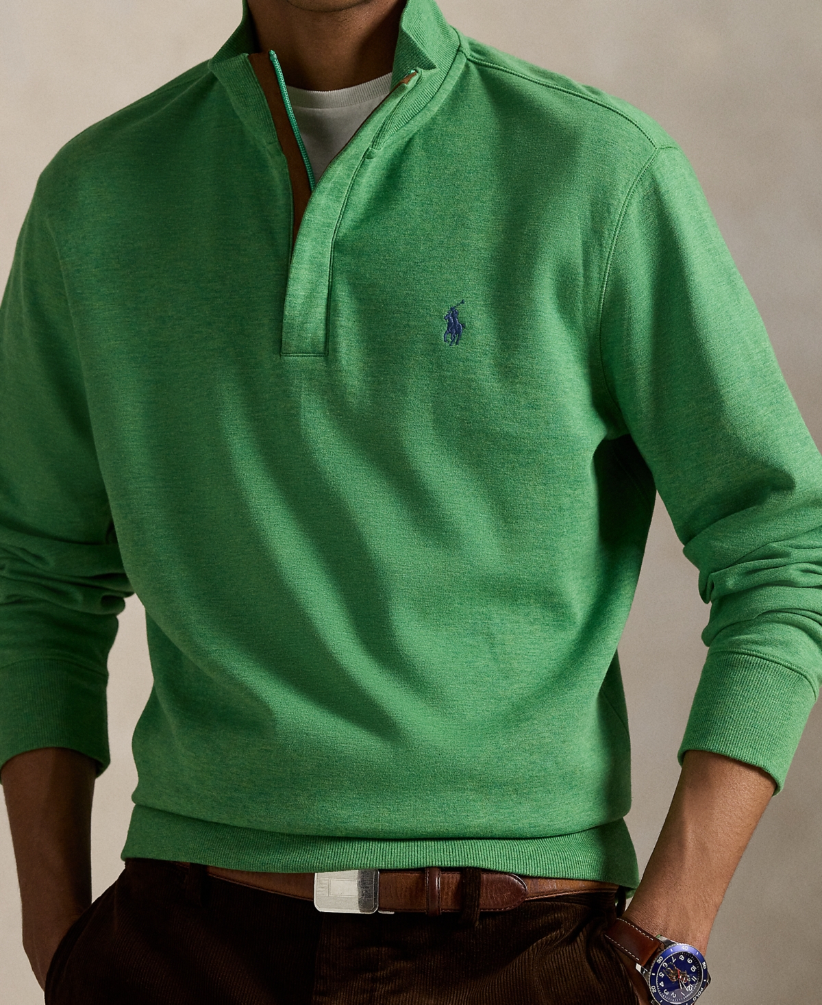 Polo Ralph Lauren Men's Luxury Jersey Quarter-zip Pullover In Green