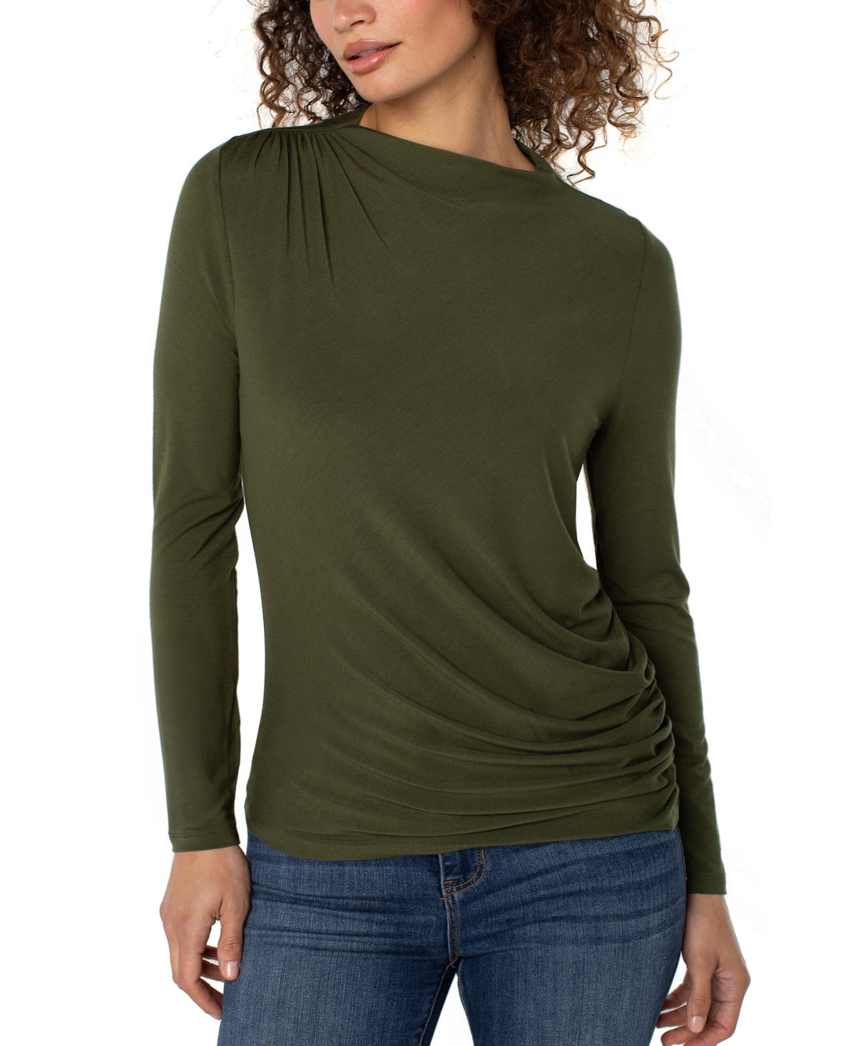 Liverpool Los Angeles Ruched Top In Green