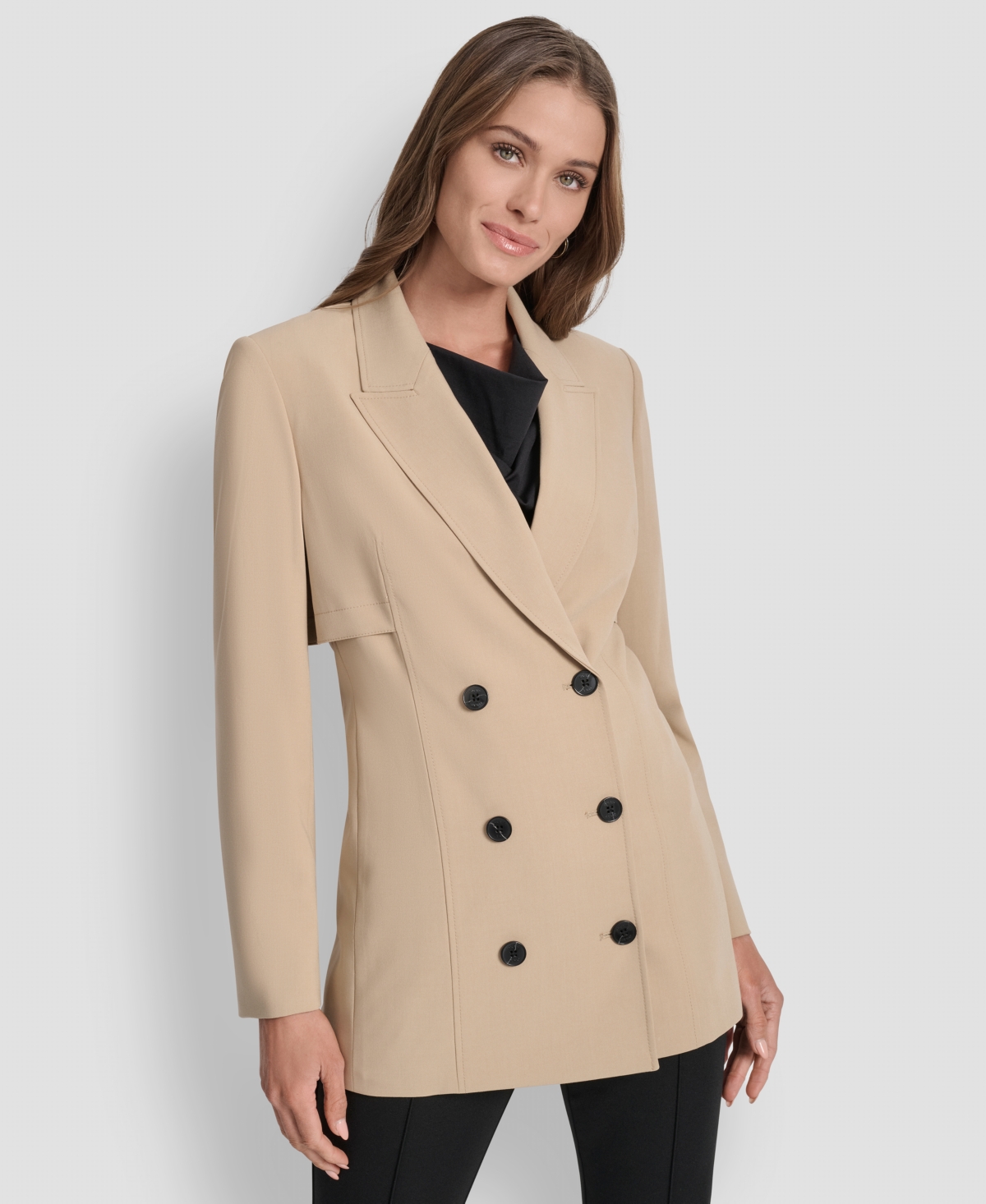 Dkny Women's Double-breasted Peak-lapel Trench Jacket In Brown