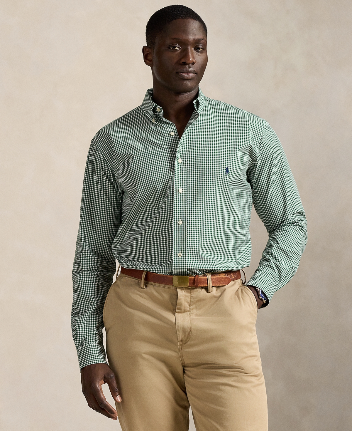 Polo Ralph Lauren Men's Big & Tall Poplin Sport Shirt In Green